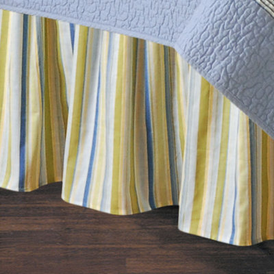 Blue/Green Stripes Bed Skirt