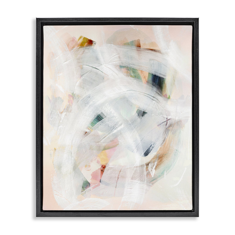Doux abstraction avec cadre flottant à lignes courbes, design par Gemma Bardot, Cadre flottant noir de jais