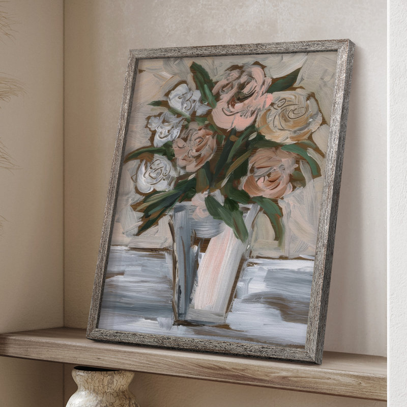 Neutral & Peach Arrangement II Framed Print - Solid Wood, 15" H x 12" W