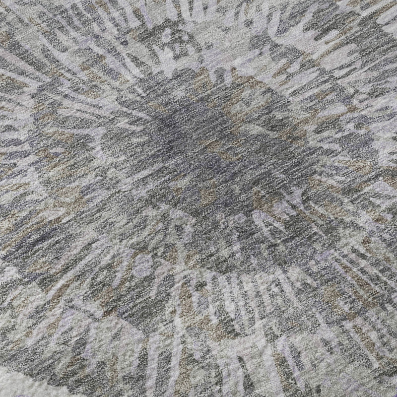 Premium Machine Washable Mayfield AMF2351 Abstract Rug, 8' x 10', Plum