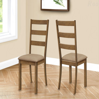 Chaise d'appoint de salle à manger - ensemble de 2, d'appoint, rembourrée, de cuisine, de salle à manger, de brun, idéale pour les chambres à coucher rembourrées, pieds en bois au fini noyer, transitionnel