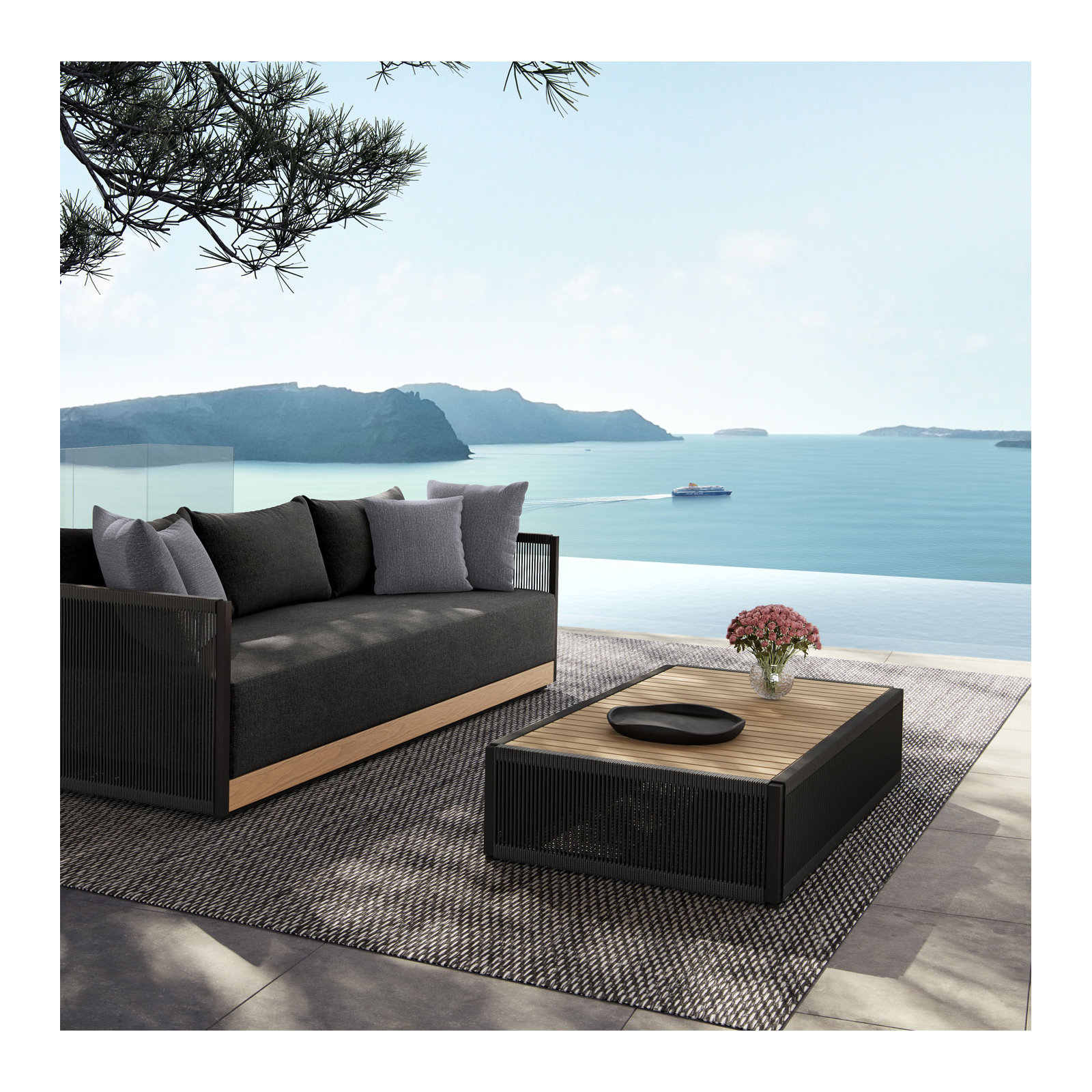 Fifer Coffee Table In Teak/Black