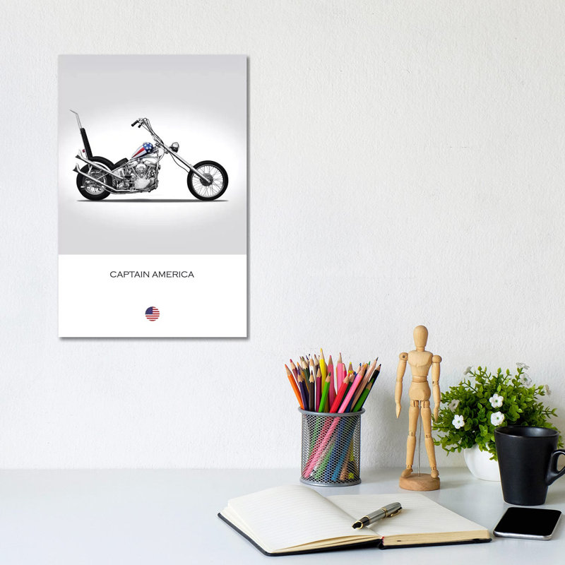 Harley-Davidson Captain America Easy Rider Tribute Motorcycle by Mark Rogan - Wrapped Canvas Print, 20.32 cm H x 30.48 cm W
