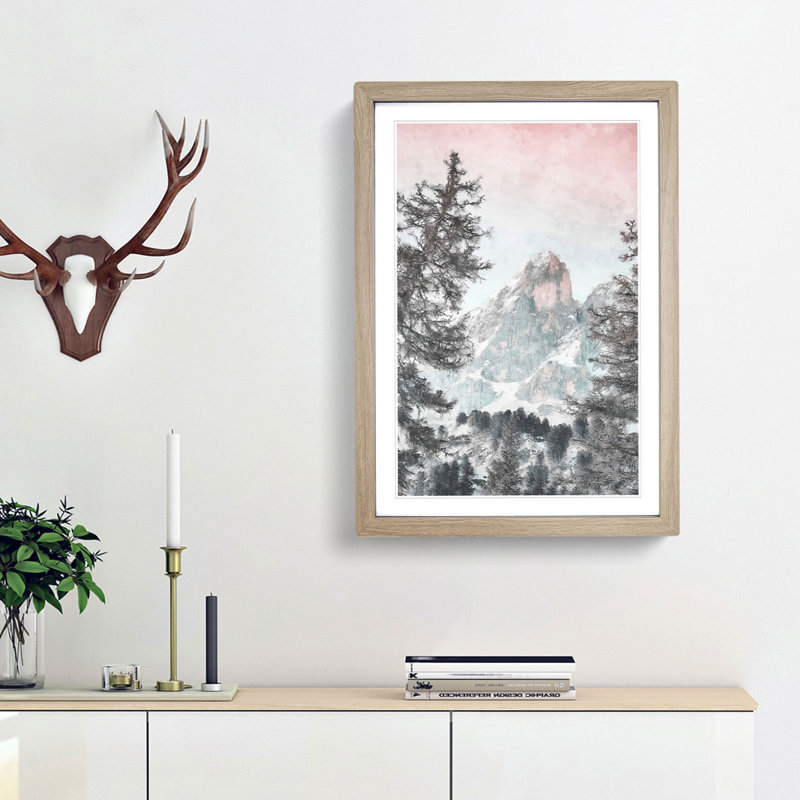 Mountain Peak - Picture Frame Painting Print, Oak Framed, 45cm H x 33cm W x 2cm D