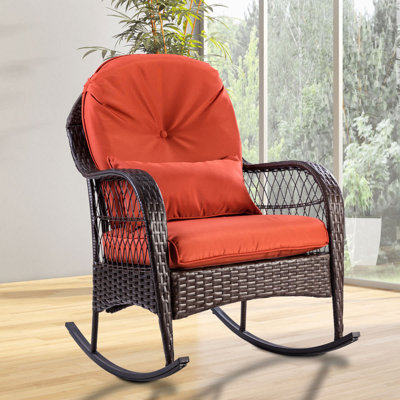 Chaise berçante en osier avec coussin Myrtlewood