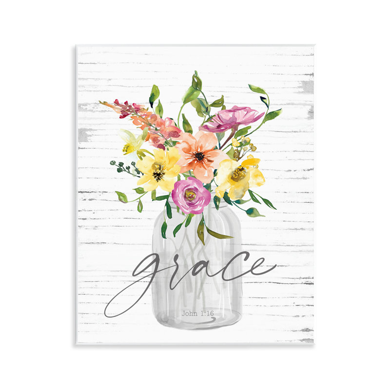 Spiritual Grace Bouquet Wall Plaque Art by Lettered and Lined