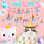 Cat Party Supplies,116pcs Cat Birthday Decorations & Kitten Dinnerware Set