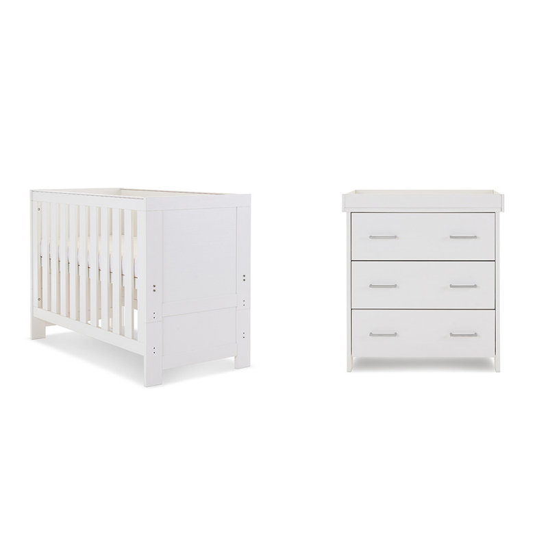 Nika Cot Bed 2-Piece Nursery Furniture Set, White Wash
