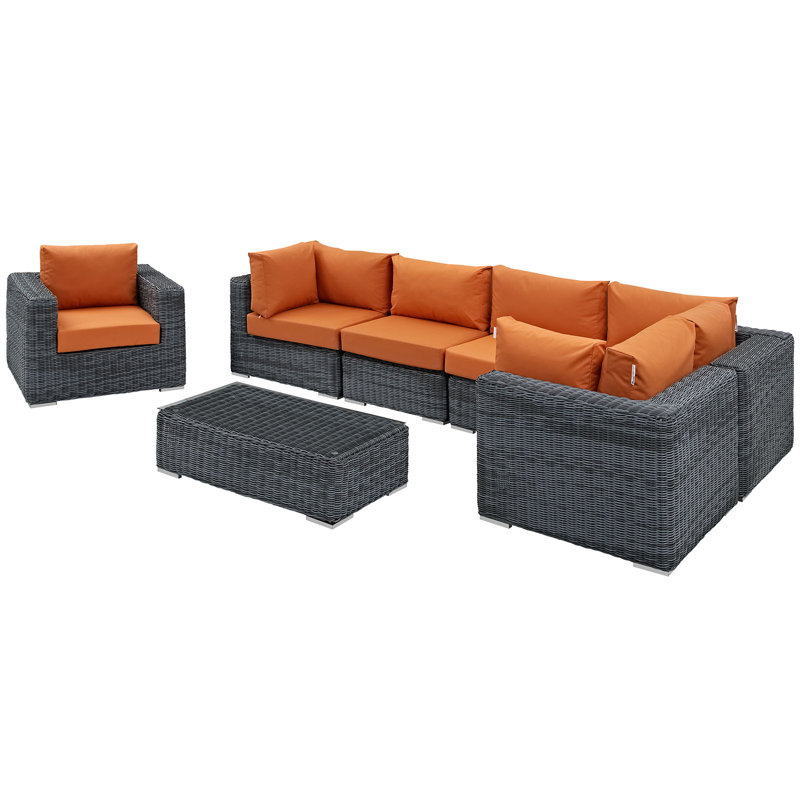Ensemble modulaire de patio d'extérieur 7 pièces Invite, Toile Sunbrella® toscan