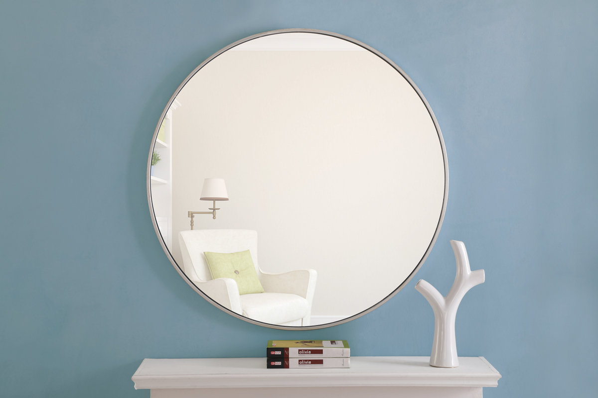 Sabine Metal Round Wall Mirror, 36" x 36", Brass