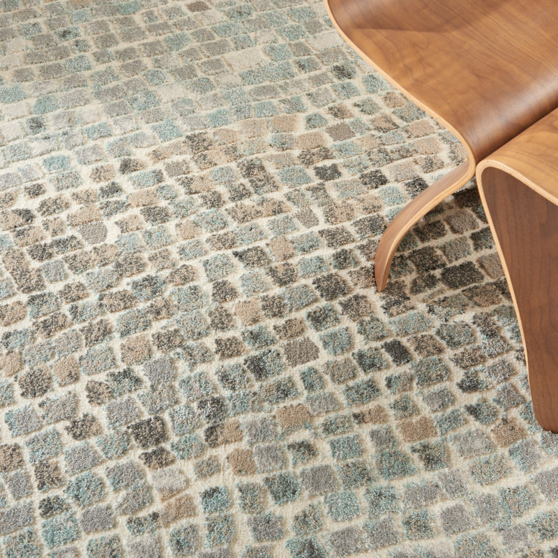 Goris Geometric Ivory/Beige/Taupe Area Rug, Runner 2'2" x 7'6"