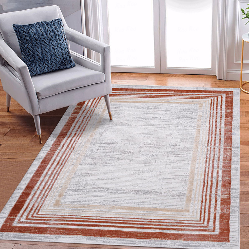 8' X 10' Bordered Area Rug, Rectangle 7'9" x 10'