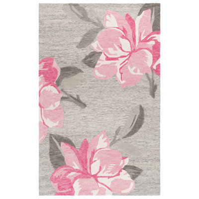 Jardin 403 Hand Tufted Wool/Cotton Floral Rug in Gray/Pink