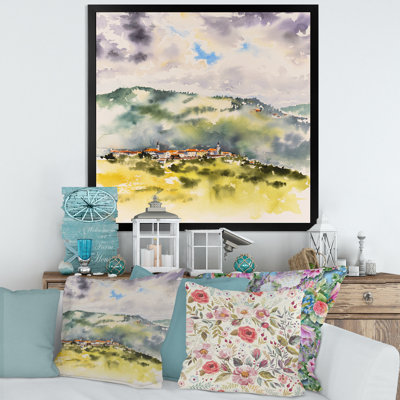 Reproduction d'art sur toile rétro «Little Mountain Town - French Country»