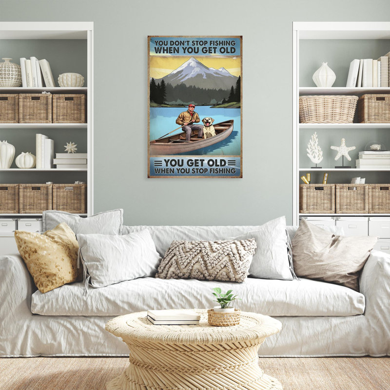 Impression sur toile "You Get Old When You Stop Fishing" - 1 pièce Rectan, H 36 po x l 24 po x P 1,25 po