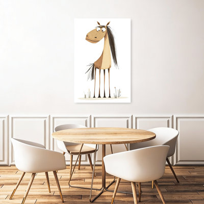 Curieux dessin de cheval, impression d'art cheval minimaliste