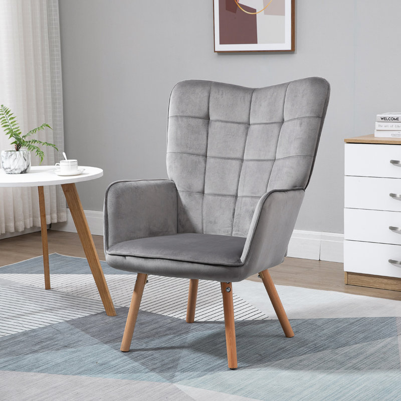 Upholstered Side Chair, Grey Velvet