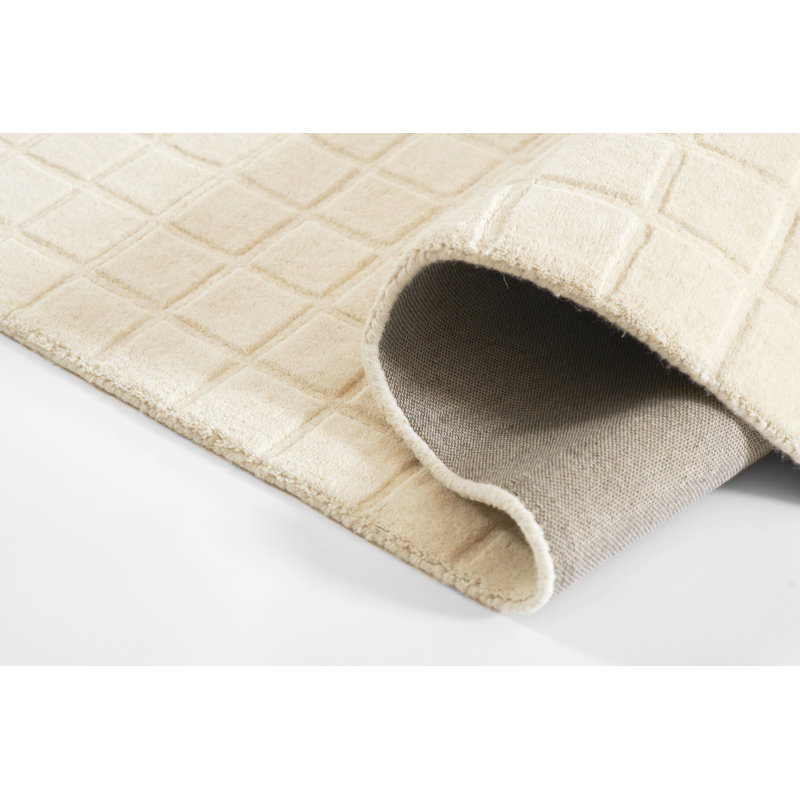 Hand Loomed Ivory Wool Rectangular Area Rug 5' x 8'