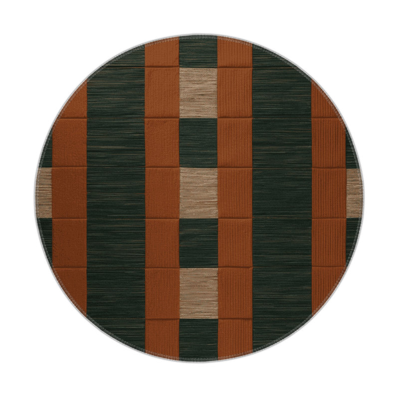 Tapis d'intérieur et d'extérieur à carreaux vert, Rond 5 pi