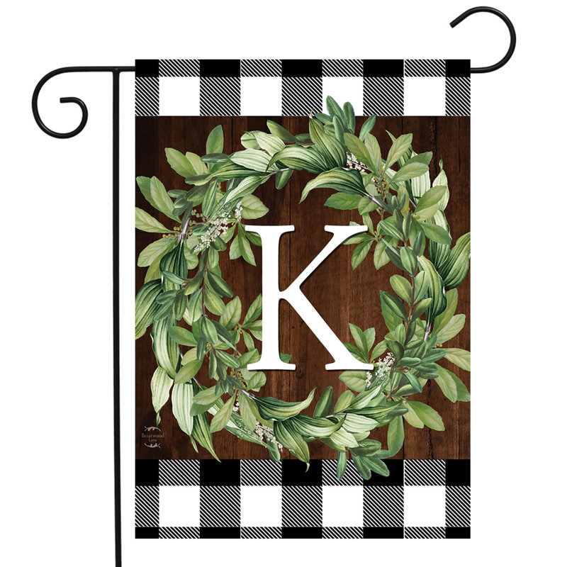 Wreath Monogram K Garden Flag