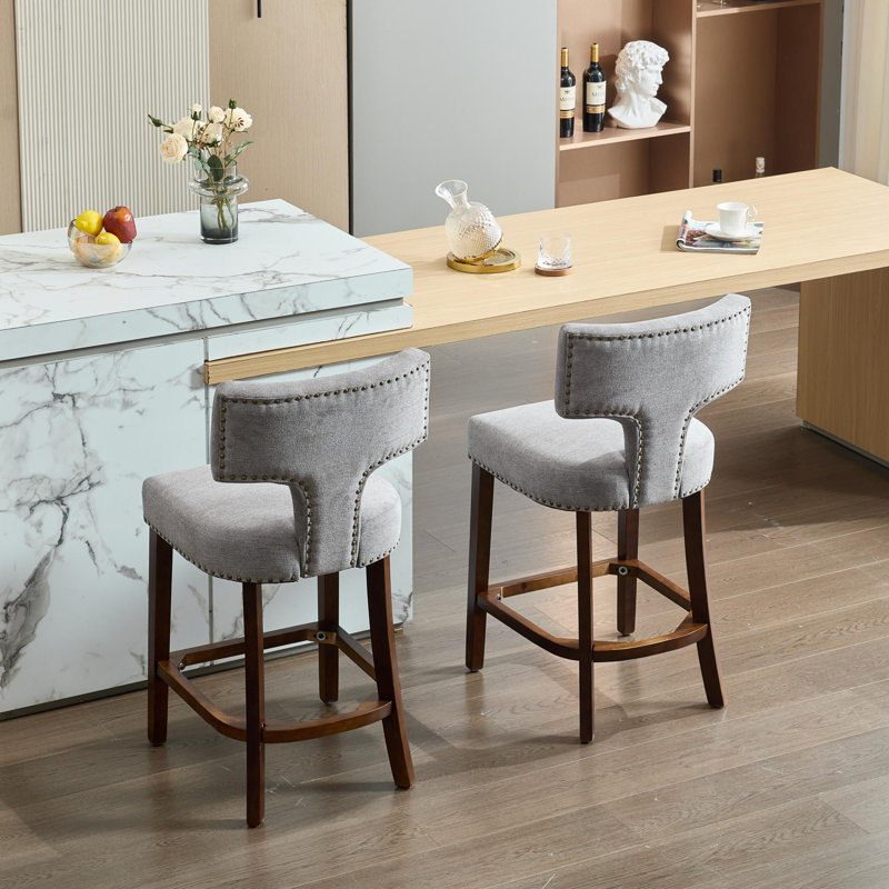 Ensemble de 2 tabourets de bar Mid-Century, Gris