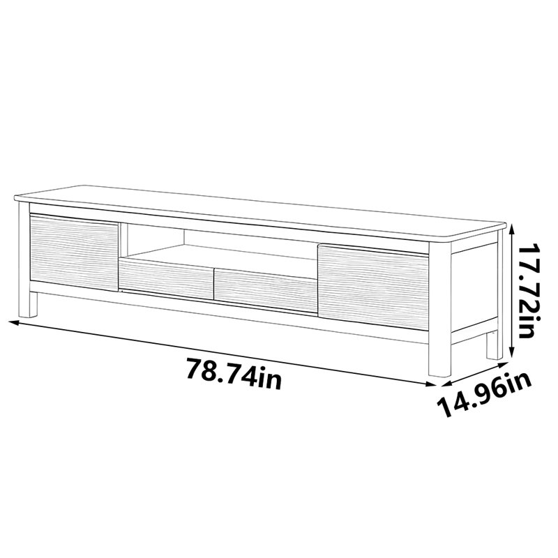 Simple solid wood home TV cabinet, 78.74"