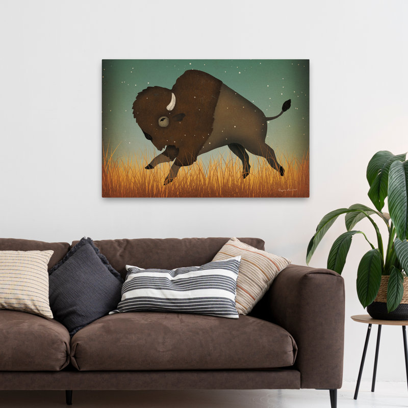 Buffalo bison II - animaux bison brun art de bison, H 32 po x l 48 po