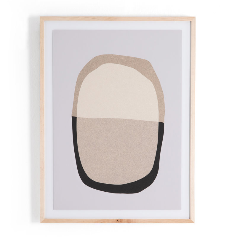 Outward Abstract Beige and Black Framed Print