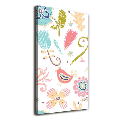 Plants And Bird - Wrapped Canvas Print