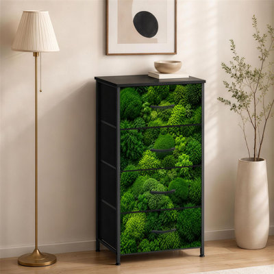 Commode 4 tiroirs pour chambre à coucher Mousse végétale verte