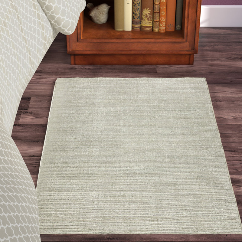 Tapis gris en laine tissé à la main Pedri, Rectangle 9 pi 6 po x 13 pi