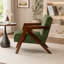 Chaise d'appoint Mid-Century moderne avec structure en bois et revêtement en lin doux-1516836360