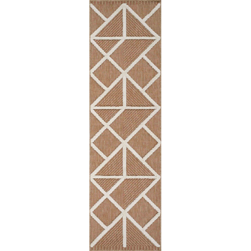 Alovinard Geometric Shapes Braided Indoor / Outdoor Area Rug, Rectangle 50 x 80cm, Cream