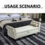 Tabouret de rangement en velours de 63 po avec coussin Fotina-88571954
