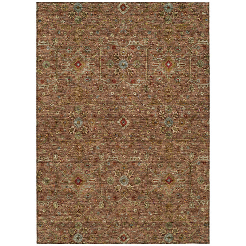Paprika Flat Woven Synthetic Washable Rectangular Rug