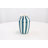 Cole And Grey Ceramic Round Wide Decorative Vase With Teal Vertical Stripes-989781492