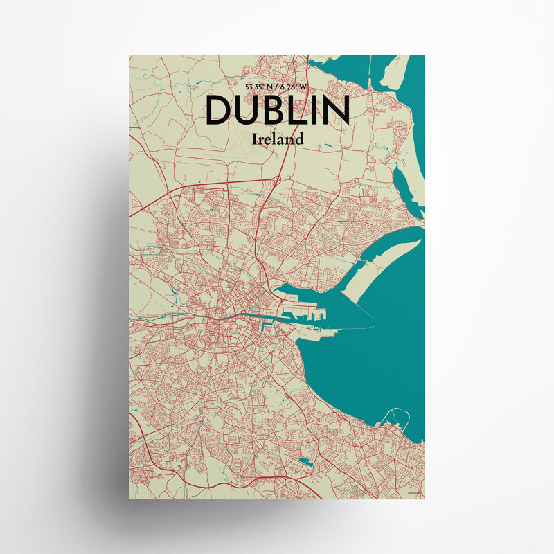Dublin City Map In Tricolour - No Frame Print, 36cm H x 24cm W x 0.05cm D