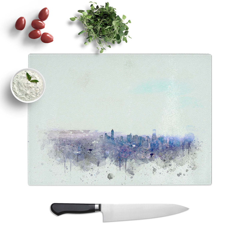 Glass Manila Skyline in The Philippines in Abstract Chopping Board, 28.5 cm W x 20 cm L