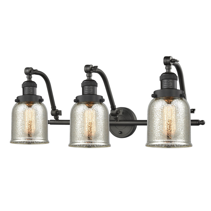 Luminaire de meuble-lavabo 3 lumières 28 po Bell, Argent mercuré plaqué, Bronze frotté à l'huile