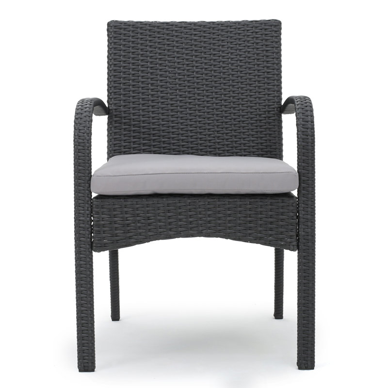 Chaise de patio avec coussin, Gris, 2