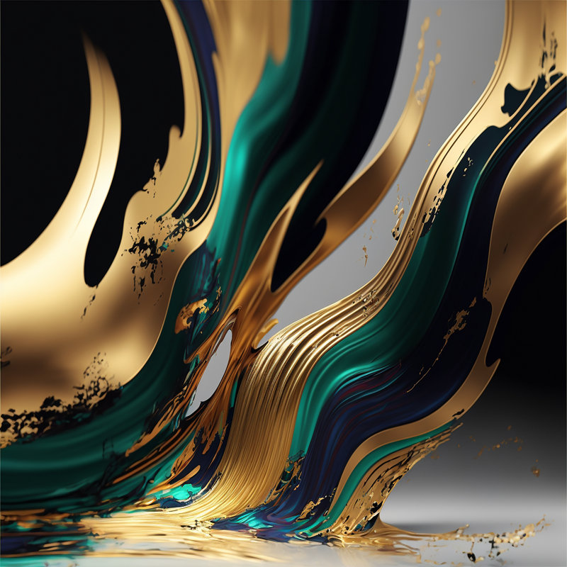 «Green and Gold Agate II», art abstrait sur toile transitionnel, H 12 po x l 20 po, Reproduction avec cadre flottant, Noir