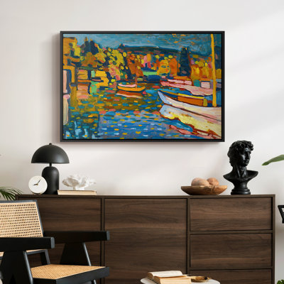 Étude pour un paysage d'automne avec des bateaux, 1908 - Wassily Kandinsky, toile tendue avec châssis