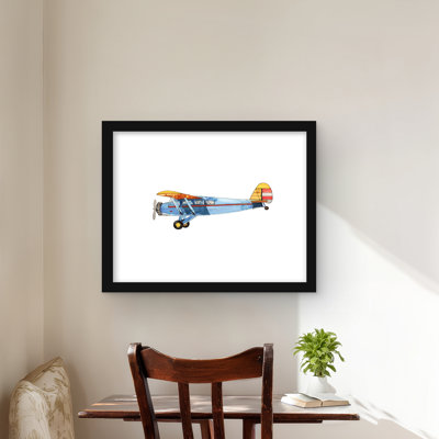 Small Blue Plane - Blue Aviation Framed Matted Print Decor