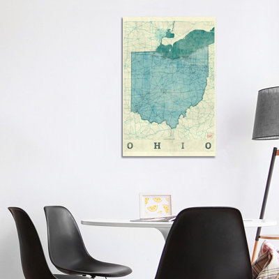 Ohio Map by Hubert Roguski - Wrapped Canvas Print