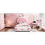 Lit plateforme simple avec tête de lit lapin charmant - Revêtement blanc / rose Taille aucun sommier requis Matériaux blanc et rose