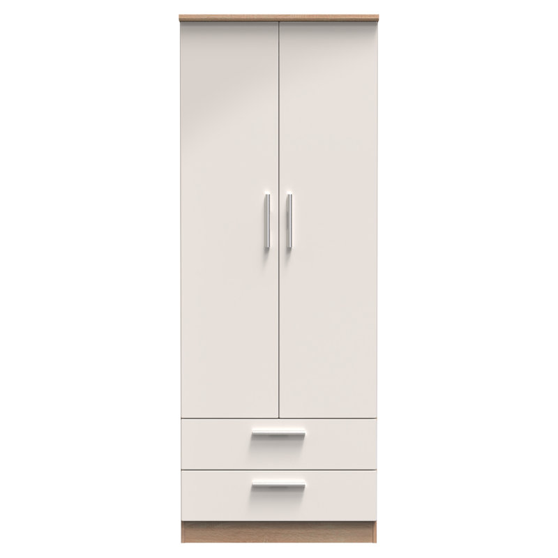 Borgeson Manufactured Wood Wardrobe, Kashmir Gloss/Bardolino Oak