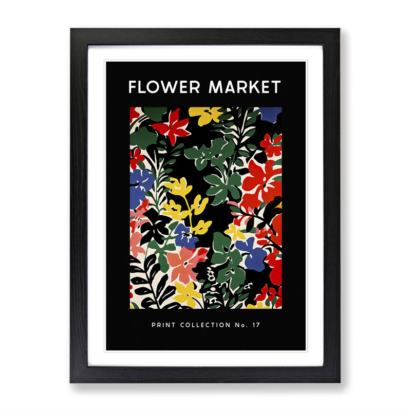 Flower Market Exhibition Black No.17 1 Piece Single Picture Frame Wall Art, 34cm H x 25cm W x 2cm D