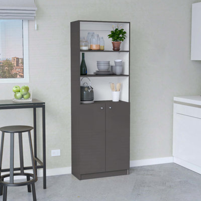 Home 2-Door Bookcase, Modern Storage Unit with Dual Doors and Multi-Tier Shelves