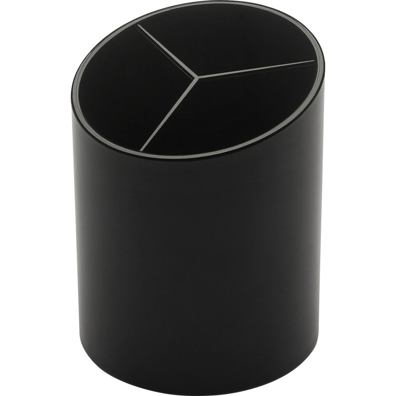 Grande tasse à crayons, 3 compartiments, 3 po x 3 po x 4 1/8 po, noir