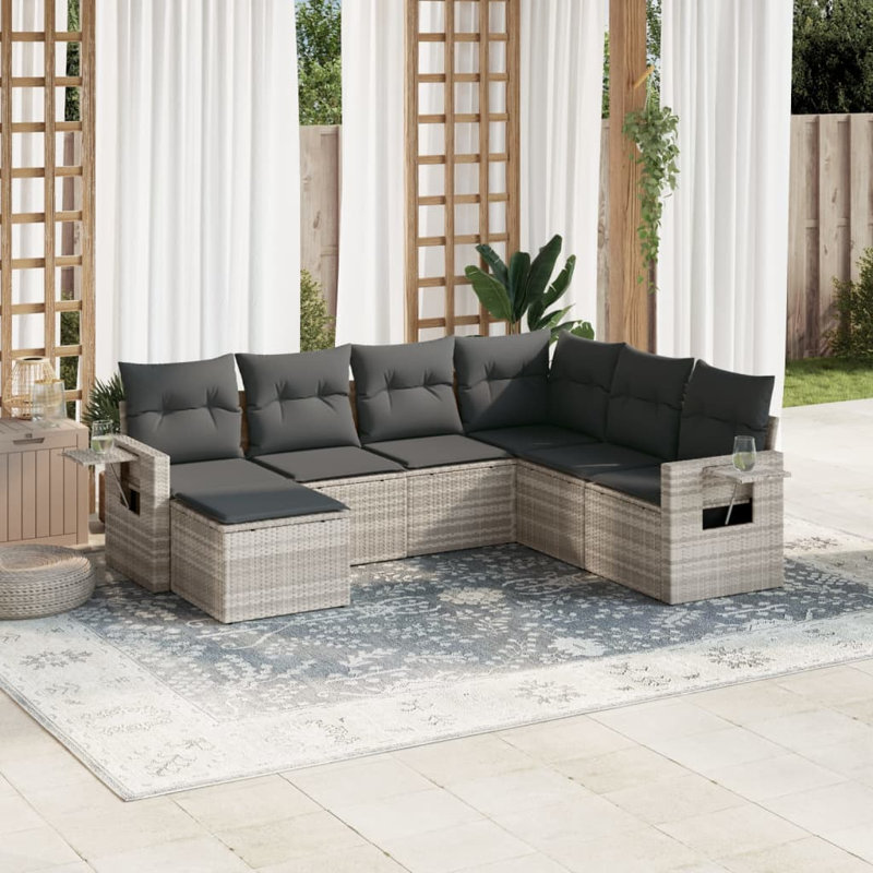  Ensemble de canapé de jardin gris clair, gris foncé